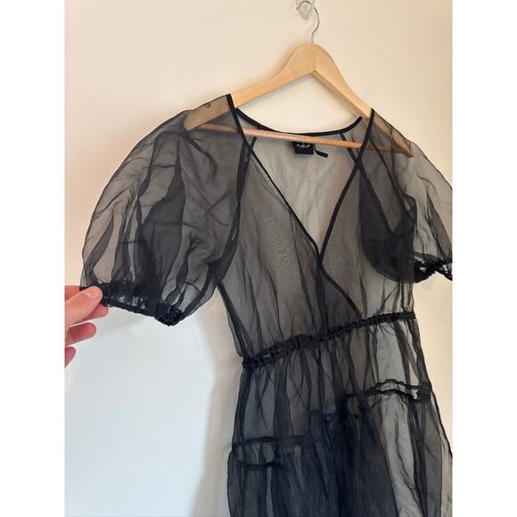 Urban Outfitters Out From Under Sheer Mini Dress - Black - Size Small - Picture 4 of 5